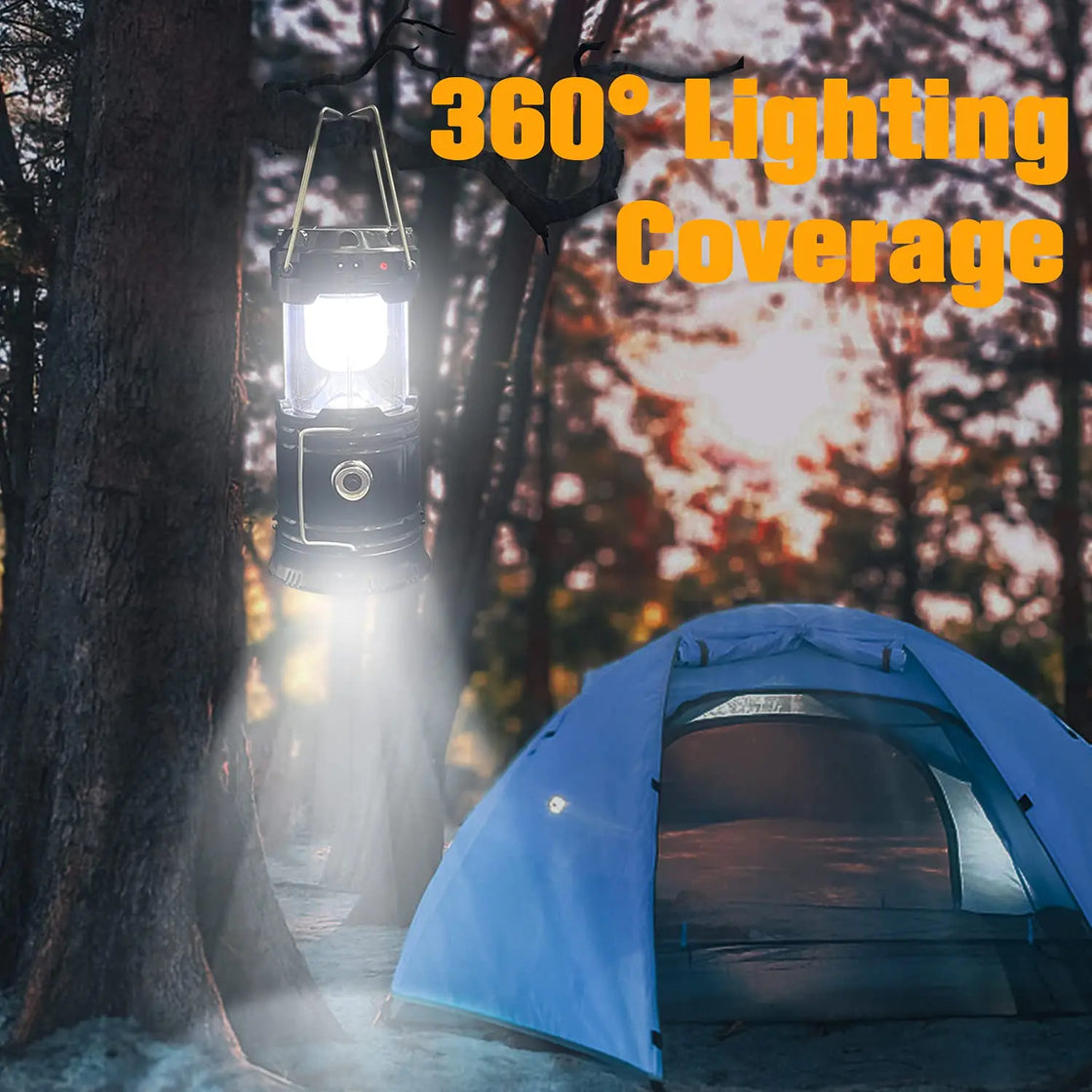 3-in-1 Solar Camping Light USB Rechargeable LED Lantern Flashlight Power Bank IP44 Rated