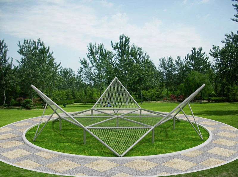 Outdoor Giant Dymaxion Sleep Hammock Leisure Flat Net, L780*W670*H220cm, Polyester, UV Resistant, Powder Coated Steel Frame