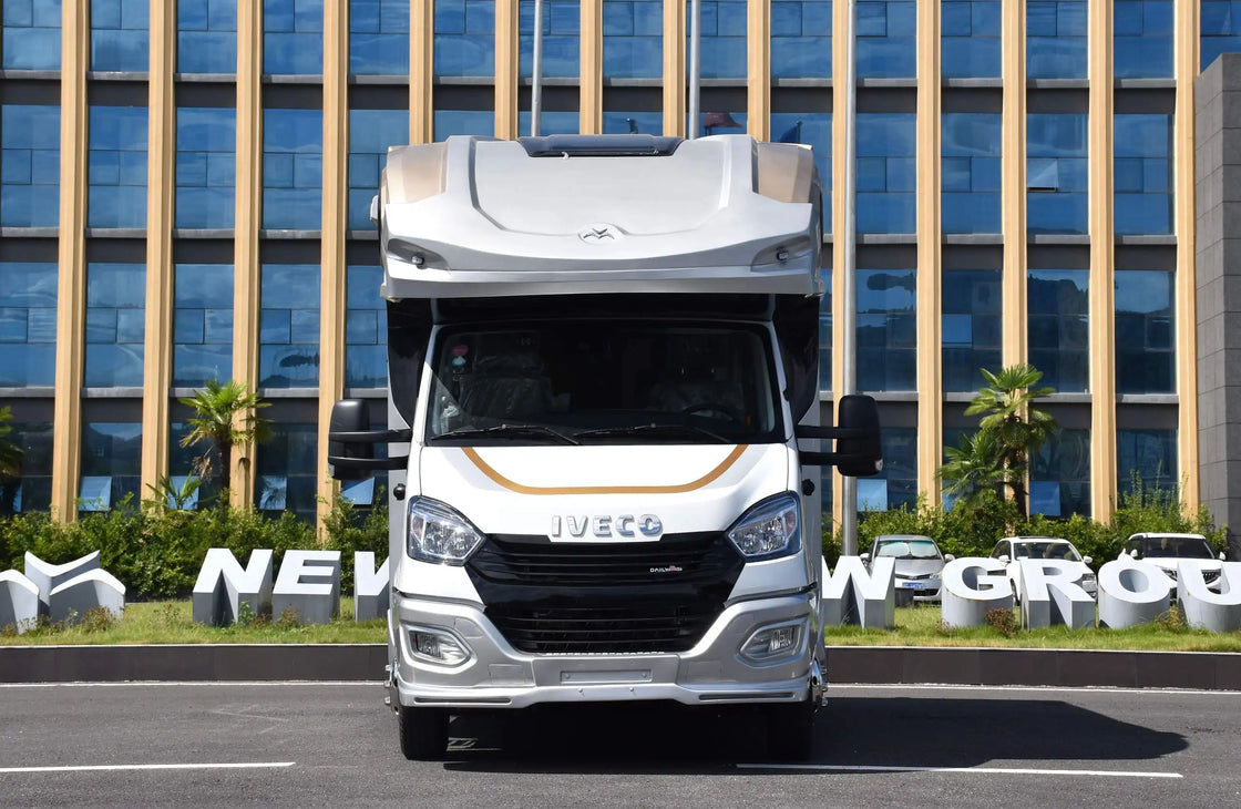 Double Expansion Two Bedroom Off-Road Motorhome for 4-6 Persons, Silver, 5995mm x 2500mm, Leather Interior, Full Amenities