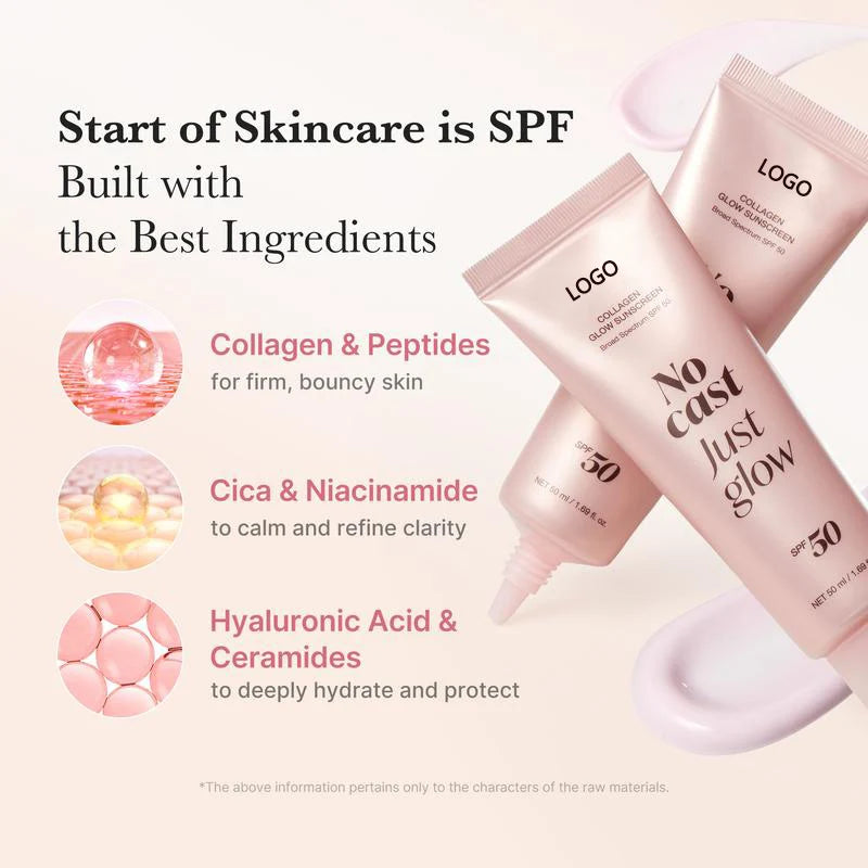 Lightweight Hydrating Collagen Sunscreen Cream SPF50 PA++++ for All Skin Types