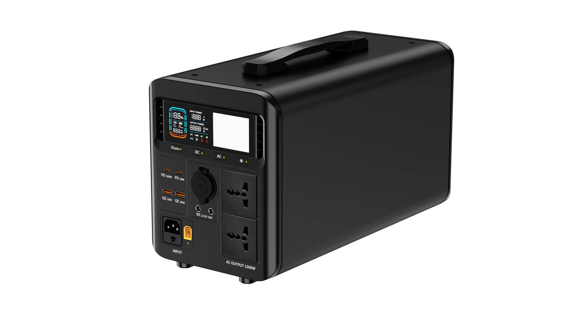 1200W Multi-functional Portable Power Station with Solar Charging and AC/DC Output for Camping and Emergency Use