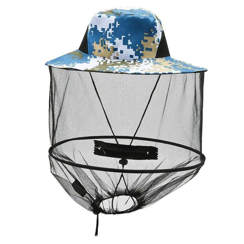 UV Protection Quick Dry Breathable Cotton Sun Hat with Mesh Hood Veil for Outdoor Activities