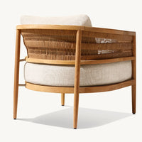 VTX-3183781 NUSA Modern Design Fields Cane Chair Teak Rattan Lounge Outdoor Fabric Cushion Living Room Home Furniture Armchair