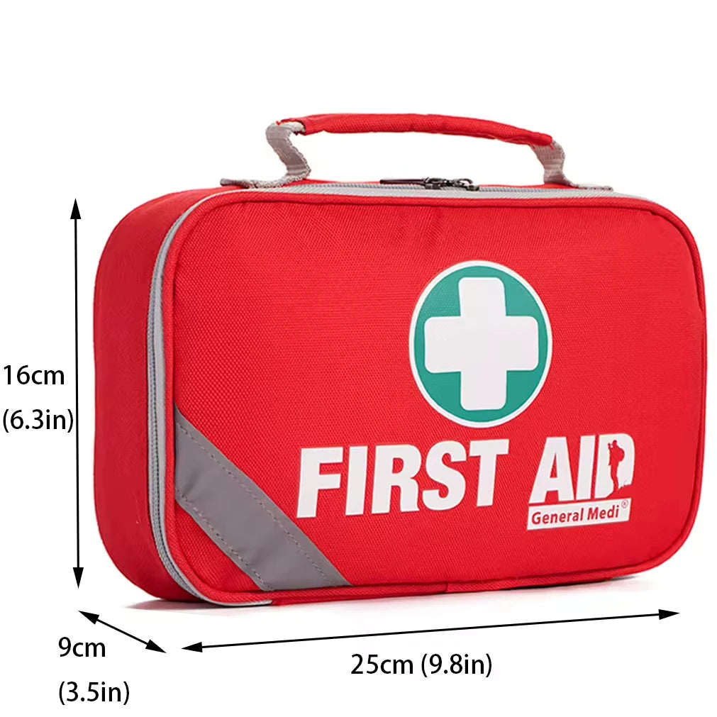 258 Piece First Aid Kit Red for Travel, Vehicle, Outdoor, and Camping Emergency Care