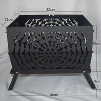 VTX-1431589 Portable Stove Outdoor Courtyard Carbon Steel Fire Pit Foldable Barbecue Grill Detachable Campfire Stand Firewood