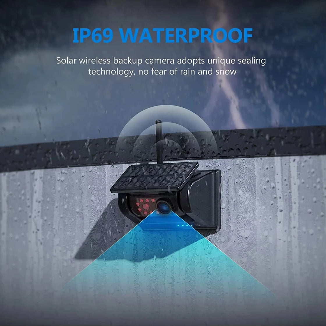 7 Inch Solar Wireless Night Vision Waterproof Rear View Camera with DVR Recording for Trucks and RVs