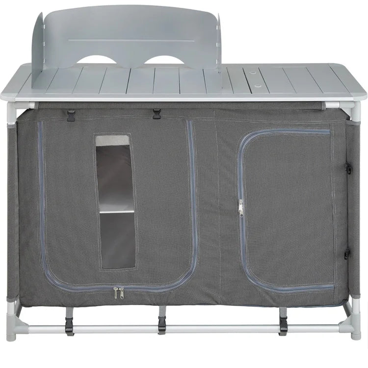 Folding Outdoor Cooking Cabinet with Sink, Aluminum Frame, Space-Saving Design