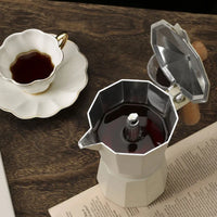 Quality Wooden and Aluminum Stovetop Espresso Maker Stylish
