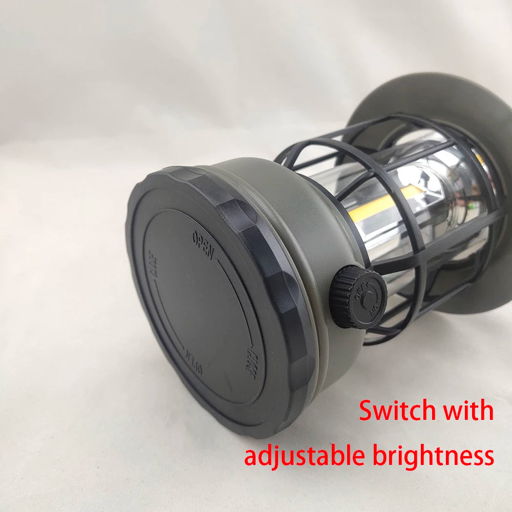 Adjustable Warm White Light Emergency Hanging LED Tent Lantern, Rechargeable, IP44, 3500K, 800mAh Battery, 11.5x11.5x24.5cm