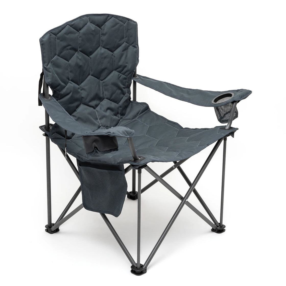 Folding Camping Chair with Steel Frame and Padded 600D PVC Fabric, Outdoor Beach and Leisure Use, 500 lbs Capacity
