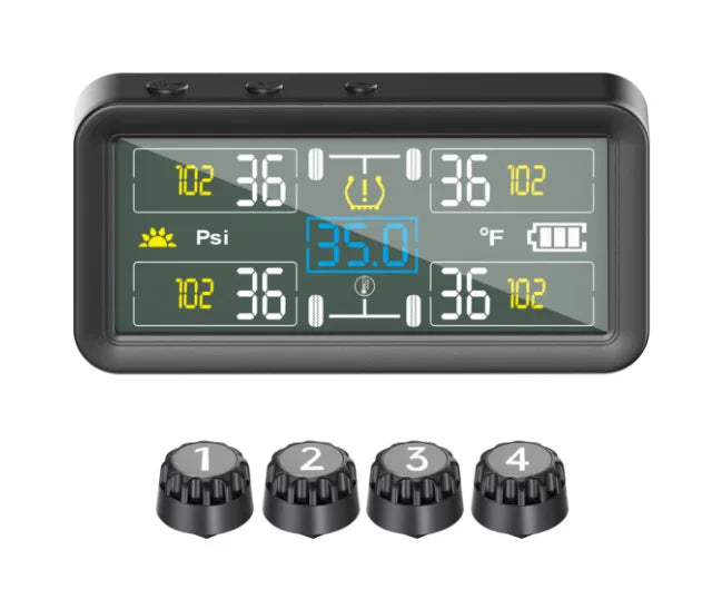 6 Wheels Tire Pressure Monitoring System for Vans RVs Caravans - External Sensor LCD Display