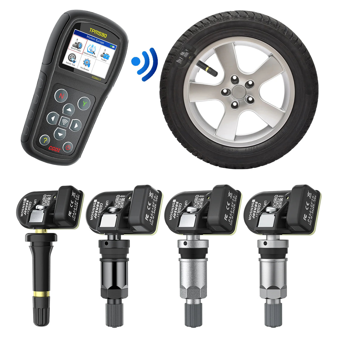 Programmable Universal TPMS Sensor for Audi A4, A3, A1, BMW, Mazda, Toyota - Mobile App Controlled Tire Pressure Monitoring System