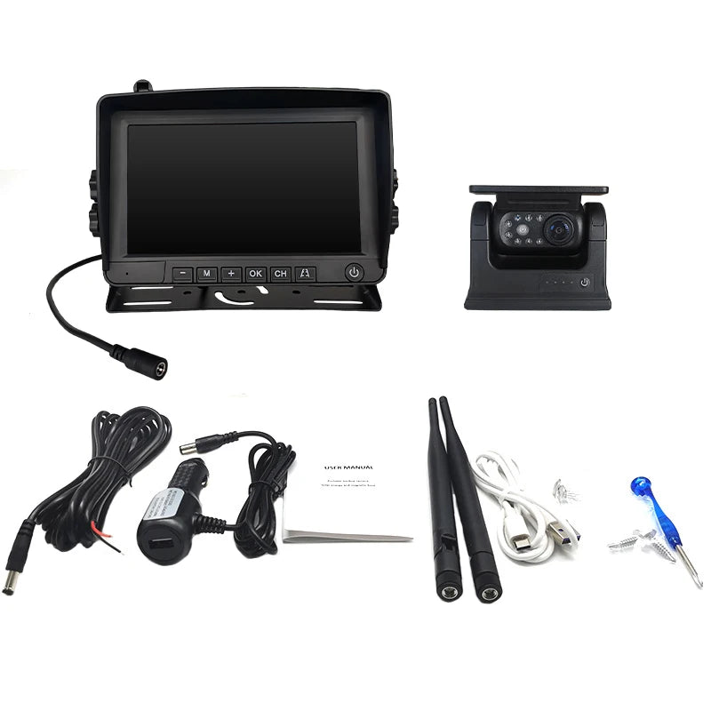 Magnetic Solar Energy Dash Cam Backup MDVR System Wireless Wifi Camera for Car Truck RV Trailer Bus