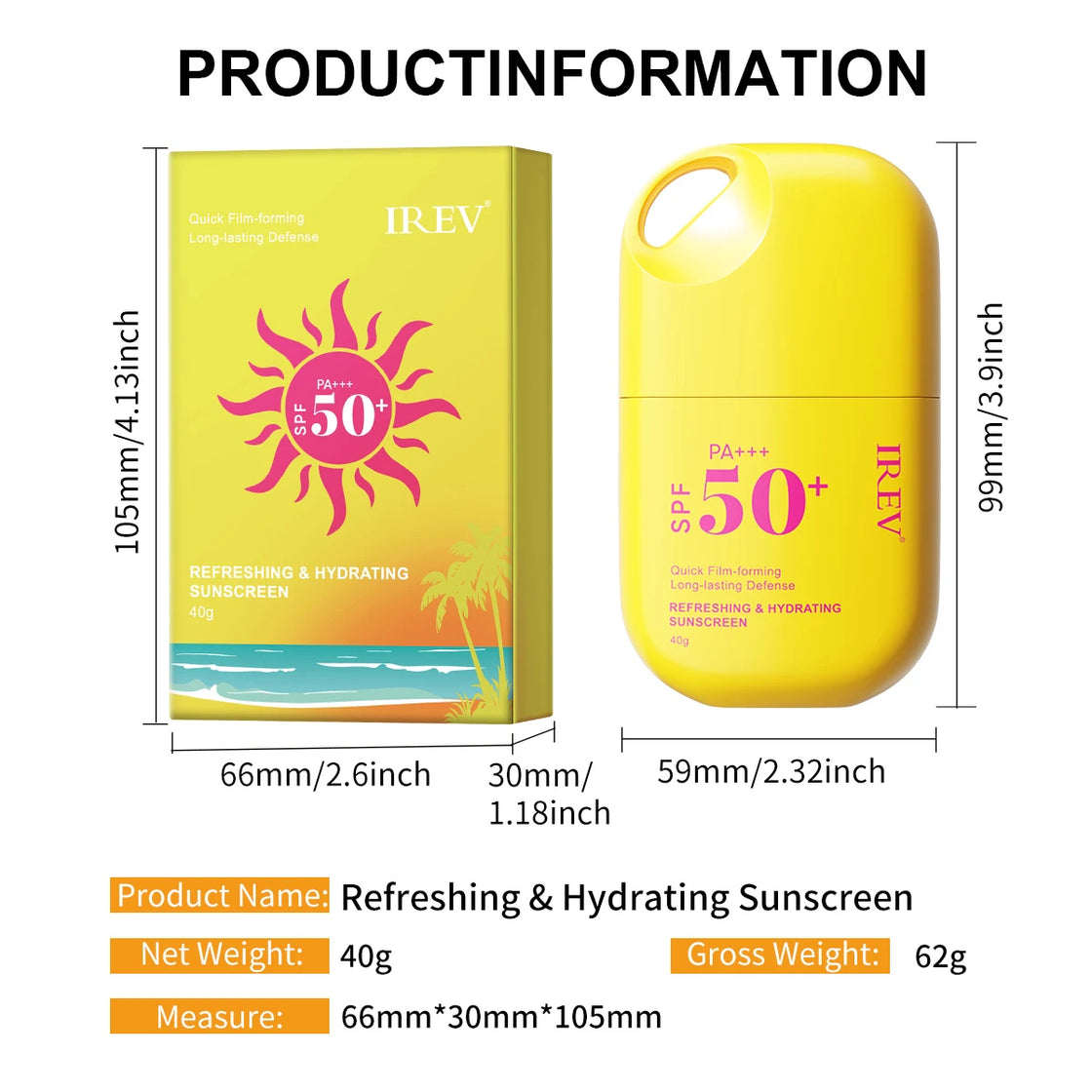Nicotinamide SPF50+ Sunscreen Cream, Lightweight, Hydrating, 40g, Paraben-Free, Sulfate-Free, All Skin Types