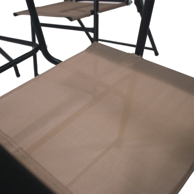 6-Piece Modern Outdoor Garden Furniture Set - Steel Frame Rattan Fabric Foldable Table and Chairs
