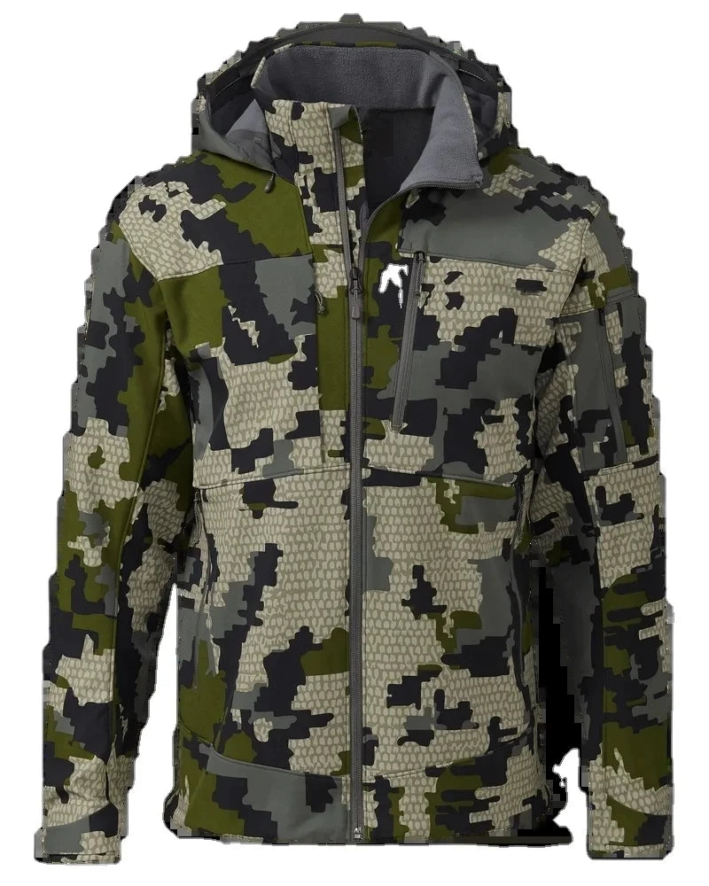 Men's Lightweight Camouflage Softshell Wind-Resistant Breathable Hunting Jacket