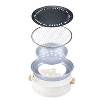 VTX-1267749 Modern Portable Metal Outdoor Charcoal BBQ Tea Stove Set Auto Ignition-round Fire Pit Winter Camping Home Use Kitchen