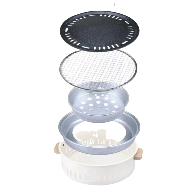 VTX-1267749 Modern Portable Metal Outdoor Charcoal BBQ Tea Stove Set Auto Ignition-round Fire Pit Winter Camping Home Use Kitchen