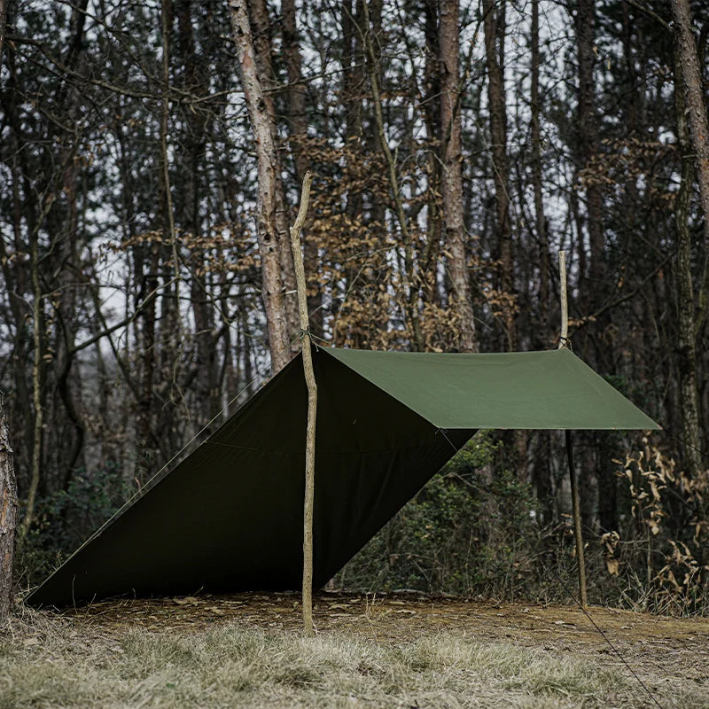 Outdoor Camping Tarpaulin Sunshade Cloth Shelter, Forest Green, 2.8m x 3m, Waterproof TC Cotton, Four-Season Use