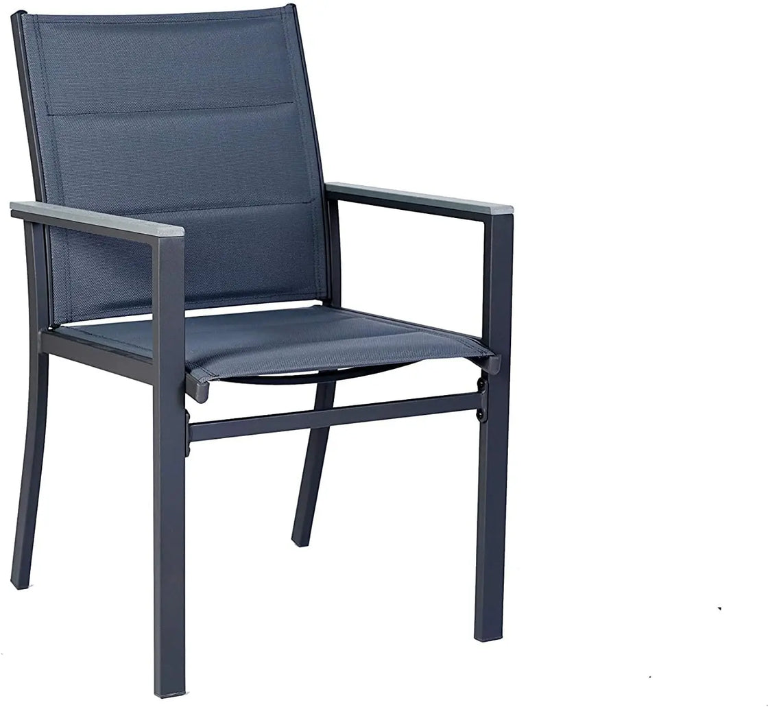 Modern Outdoor Patio Dining Chair Set, Gray Frame and Fabric, Comfortable Seating for Garden and Living Room