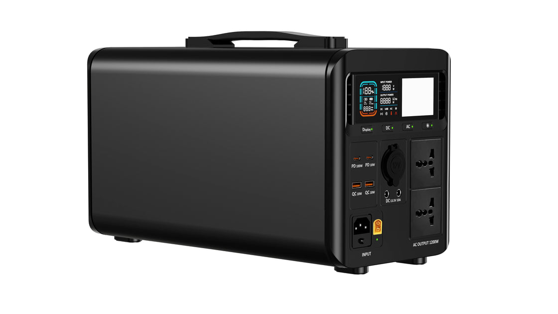 1200W Multi-functional Portable Power Station with Solar Charging and AC/DC Output for Camping and Emergency Use