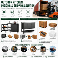 VTX-2823333 Modern Outdoor Kitchen Island Cabinet Steel Modular BBQ Station Storage Prep Worktop Waterproof Eco-Friendly Durable