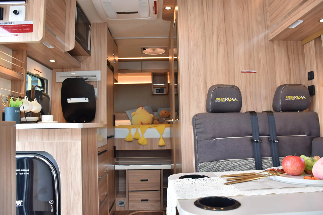 Double Expansion Two Bedroom Off-Road Motorhome for 4-6 Persons, Silver, 5995mm x 2500mm, Leather Interior, Full Amenities