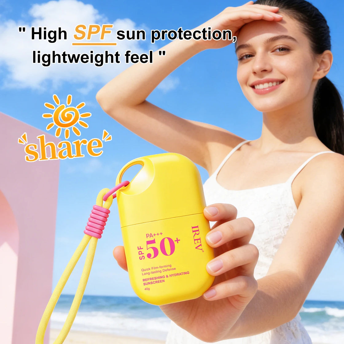 Nicotinamide SPF50+ Sunscreen Cream, Lightweight, Hydrating, 40g, Paraben-Free, Sulfate-Free, All Skin Types