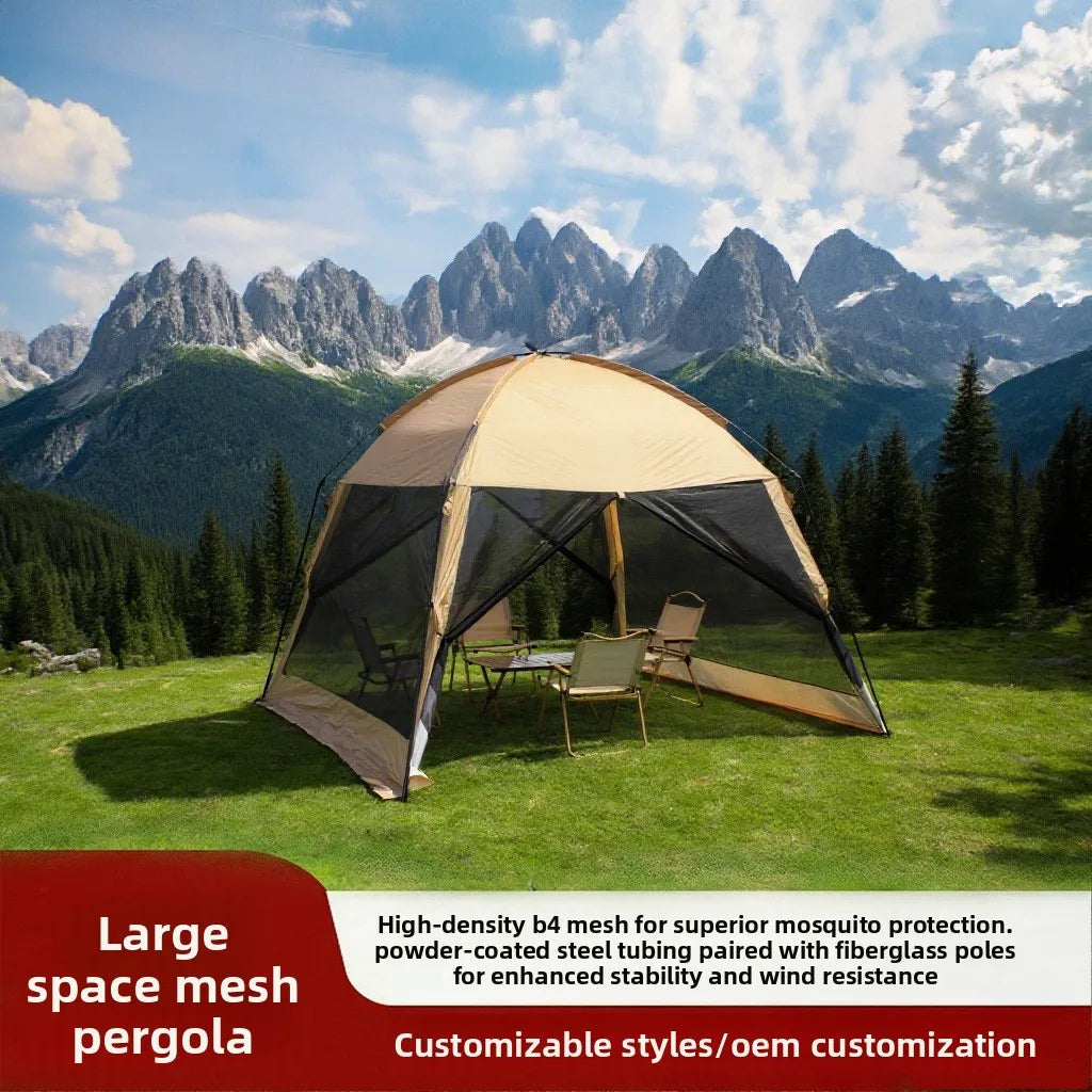 Double Layer Oxford Cloth Camping Tent with Sunshade and Anti-Mosquito Features