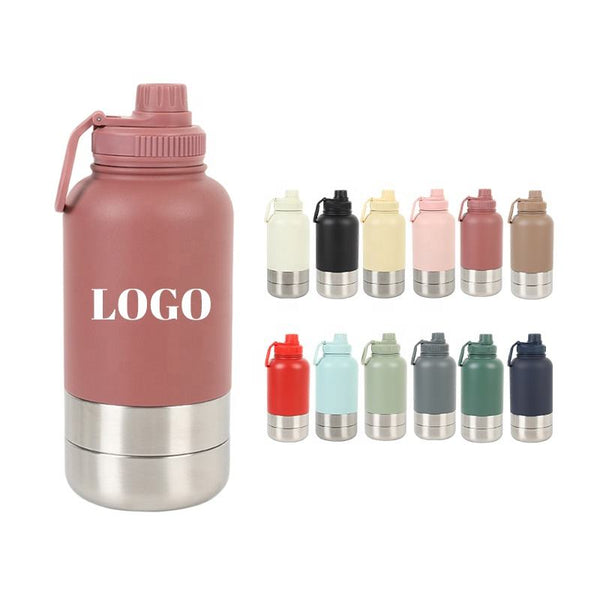 VTX-3090853 32oz Dog Feeder Food Bowls Water Bottles 3in1 Vacuum Insulated Portable Outdoor Travel Pet Stainless Steel Home Decor