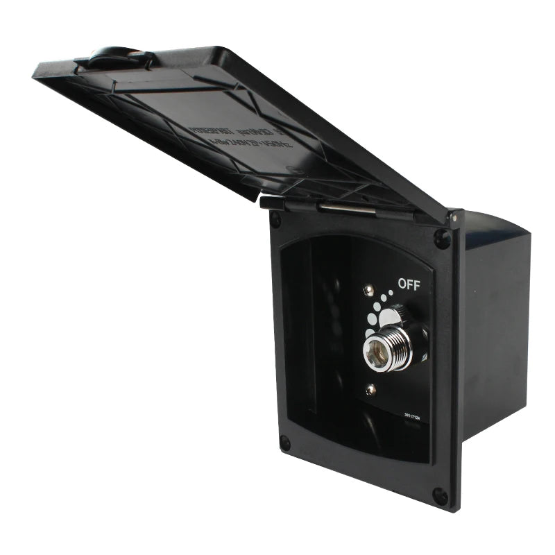 Black RV Exterior Shower Box Kit with Quick Connect Sprayer and Hose, 115 x 142 x 100 mm