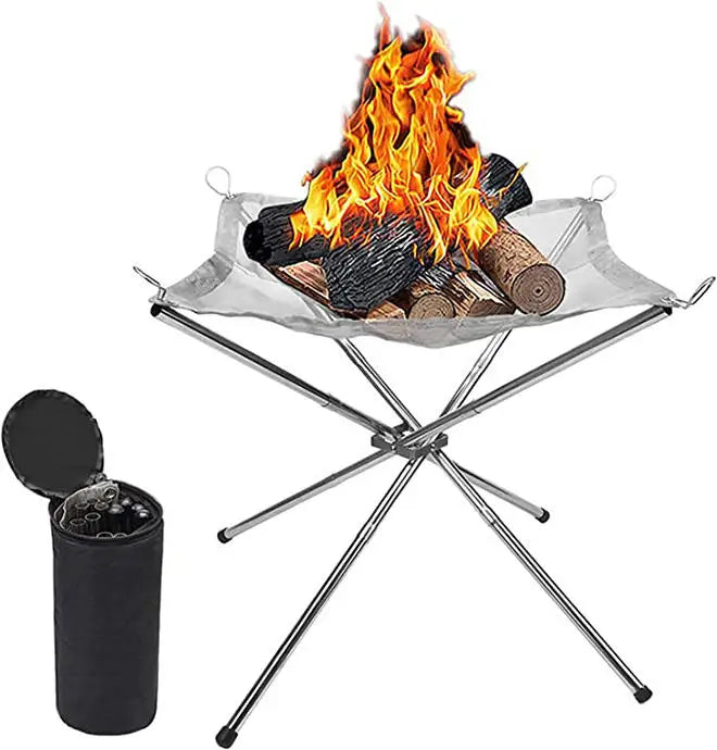 Portable Foldable Fire Pit for Outdoor Camping and Barbecue, Stainless Steel, Model SHY-LY-105
