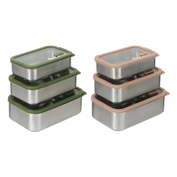 VTX-8923941 Microwavable Stainless Steel Food Storage Containers Tempered Glass Lid Air Release Hole Leakproof Meal Prep Bento Box