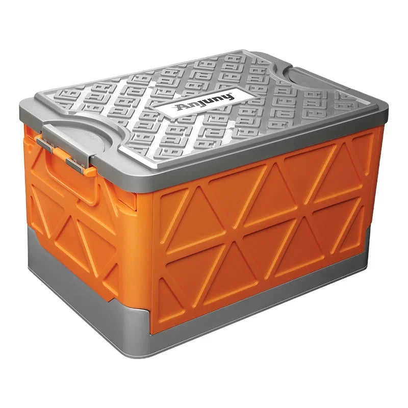 Large Movable Outdoor Storage Box with Wooden Cover, Square Shape, 35L Capacity, Eco-Friendly Plastic, Folding Design