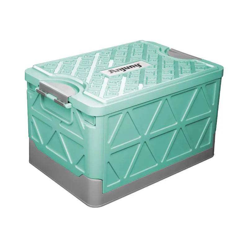 Large Movable Outdoor Storage Box with Wooden Cover, Square Shape, 35L Capacity, Eco-Friendly Plastic, Folding Design