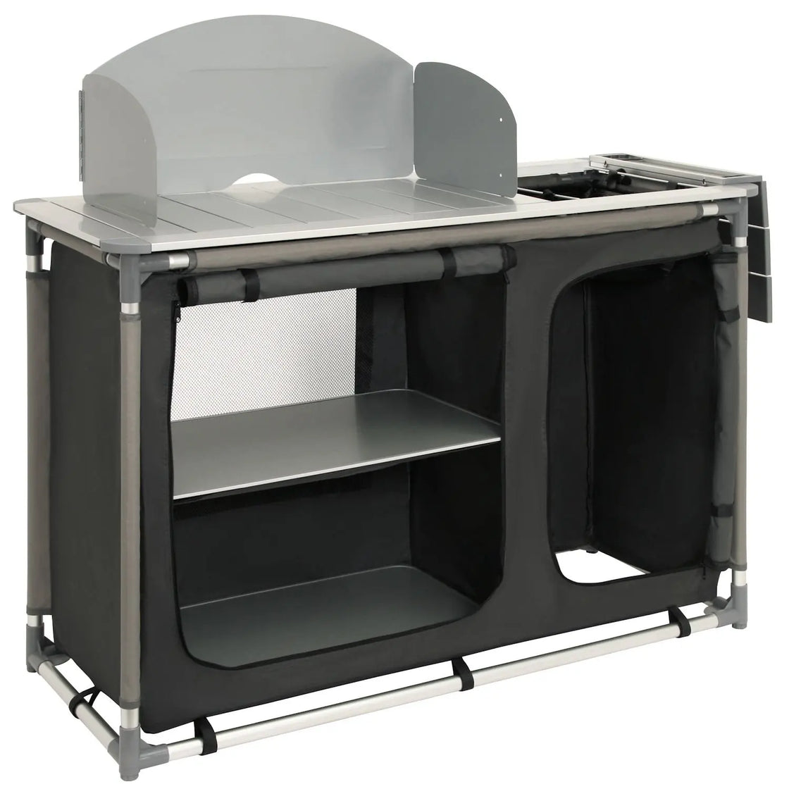 Folding Outdoor Cooking Cabinet with Sink, Aluminum Frame, Space-Saving Design