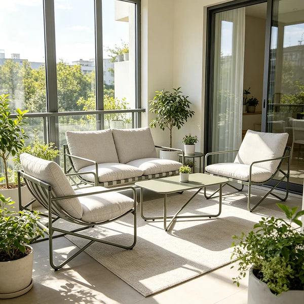 VTX-5514789 Modern Minimalist Sofa Set Cushions Courtyard Leisure Furniture Garden Balcony Combination Metal Patio Living Room