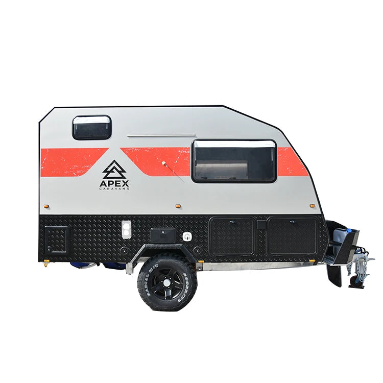 12 Foot Recreational Mini Caravan Travel Trailer for Camping, Max Payload 1750KG, Curb Weight 1450KG, Off-Road Independent Suspension