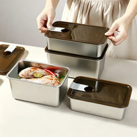 VTX-8792869 Stainless Steel Airtight Food Container Flip Top Lunch Box Leak Proof Short Handle Kitchen Travel Home Decor Gifting