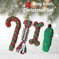 VTX-0464037 Christmas Series Eco-Friendly Modern Dog Rope Toys Mixed Shapes Candy Cane Bone Ball Braided Cord Tug Fetch Exercise