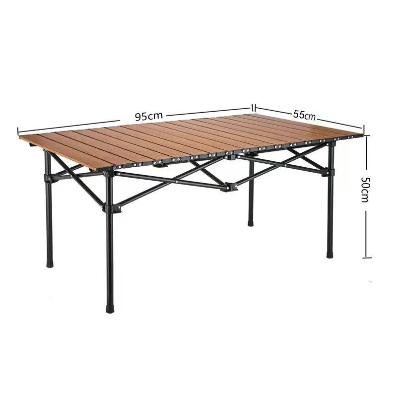 Portable Roll Up Iron Folding Camping Table and Garden Chair Set with Oxford Fabric