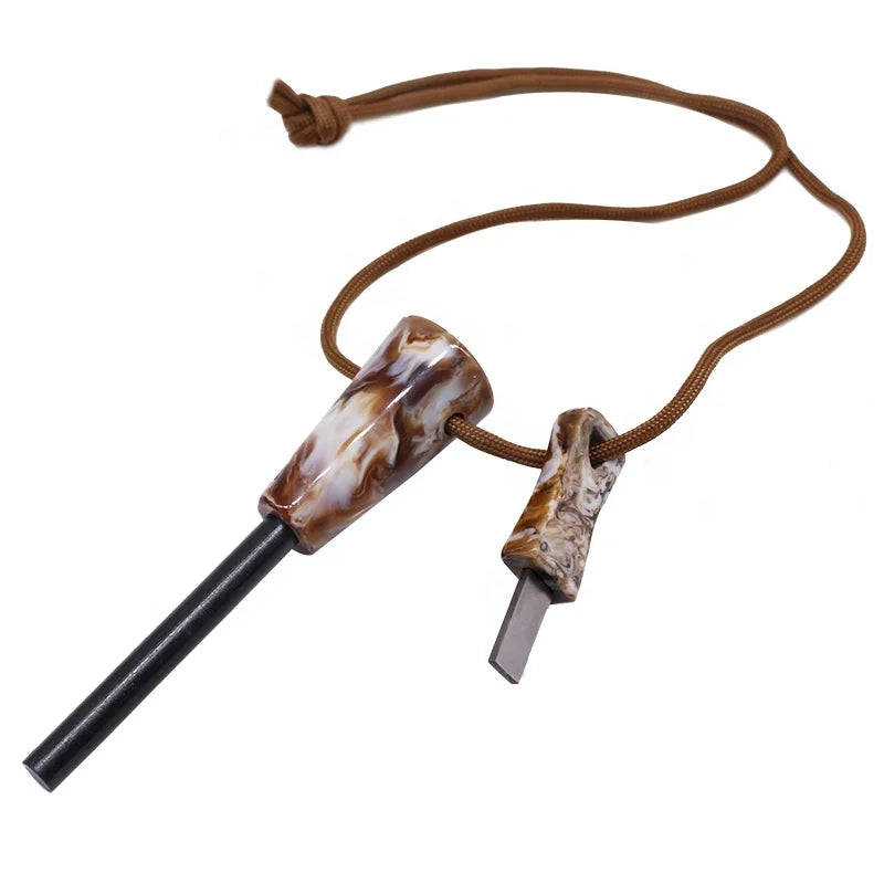 Pocket Size Fire Starting Survival Kit with Magnesium Ferro Rod, Fire Blower, and Fat Rope Stick
