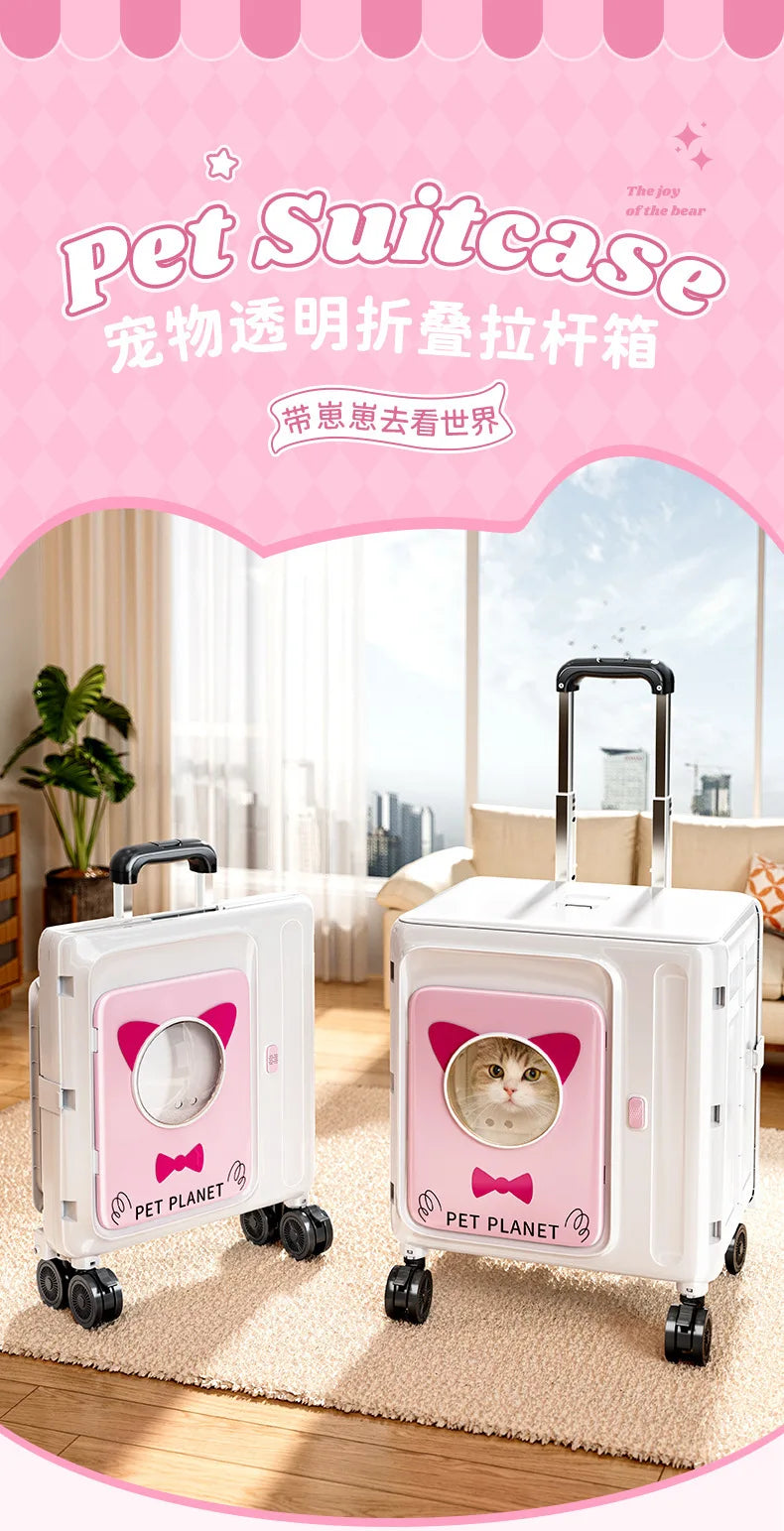 Lightweight Folding Trolley for Outdoor Camping and Food Storage, Large Capacity, Rectangle, Pink, 43*38*54CM