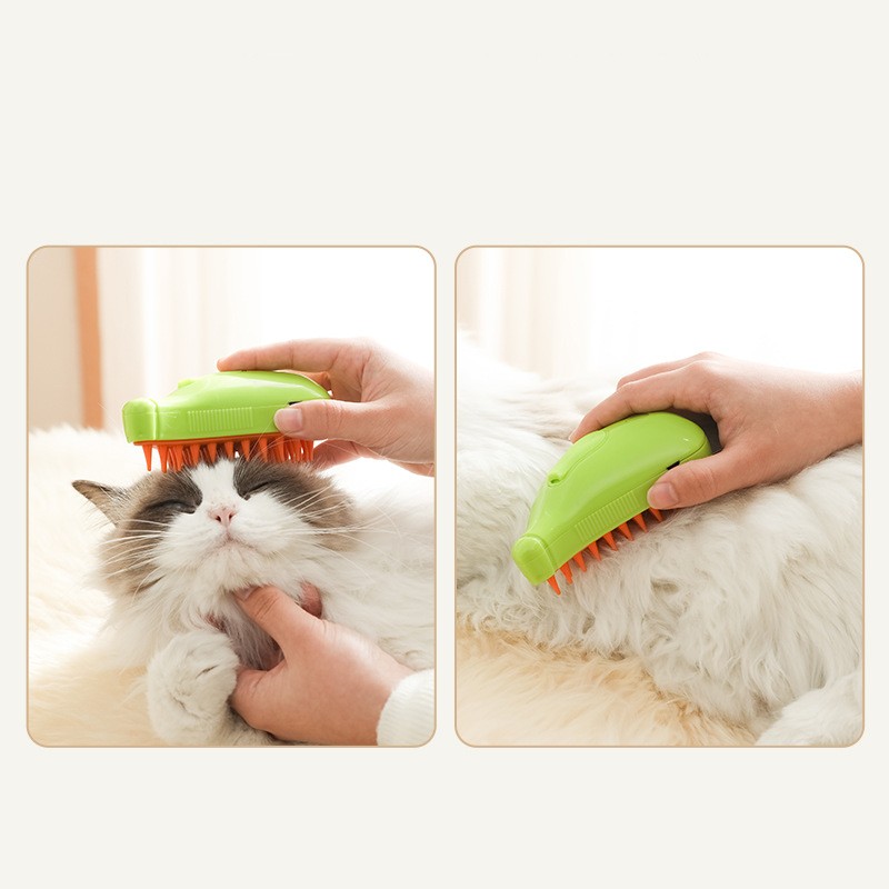KFX-1934141 3-in-1 Rechargeable Pet Steam Brush for Cat and Dog Grooming, Cleaning, and Massage