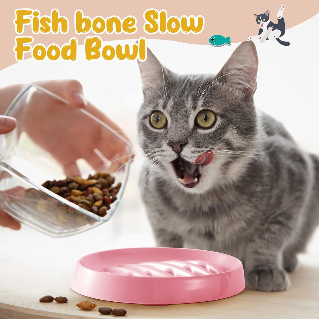 KFX-2703677 Fishbone Slow Feeder Bowl for Cats and Dogs – Anti-Gulping Interactive Pet Dish