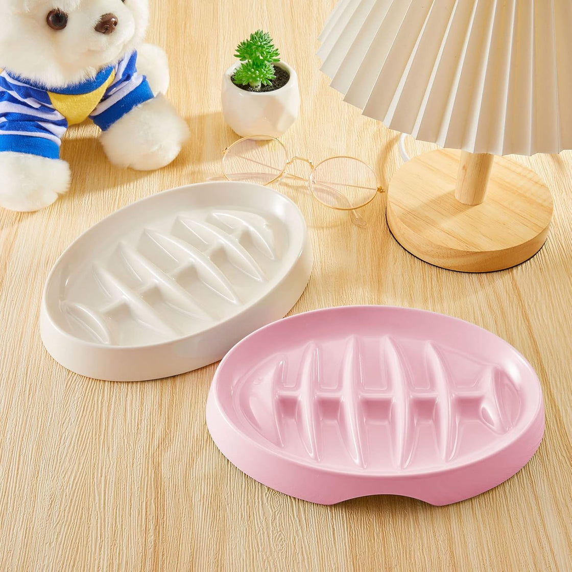 KFX-2703677 Fishbone Slow Feeder Bowl for Cats and Dogs – Anti-Gulping Interactive Pet Dish