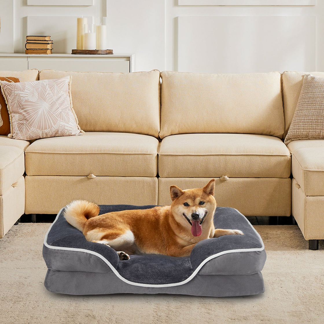 KFX-2994493 Memory Foam Pet Bed for Small Dogs & Cats with Waterproof Liner and Washable Cover