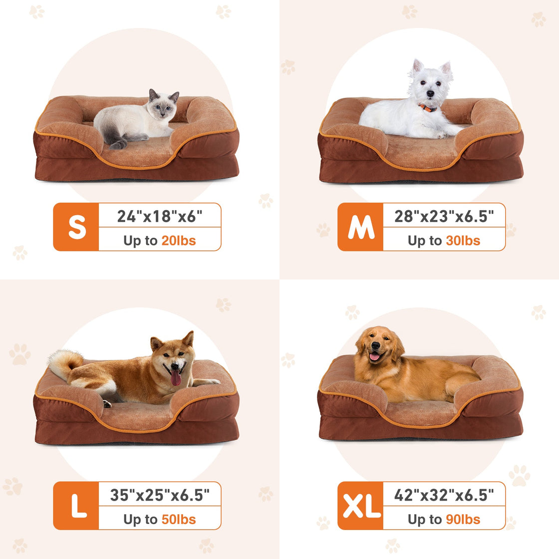 KFX-2994493 Memory Foam Pet Bed for Small Dogs & Cats with Waterproof Liner and Washable Cover