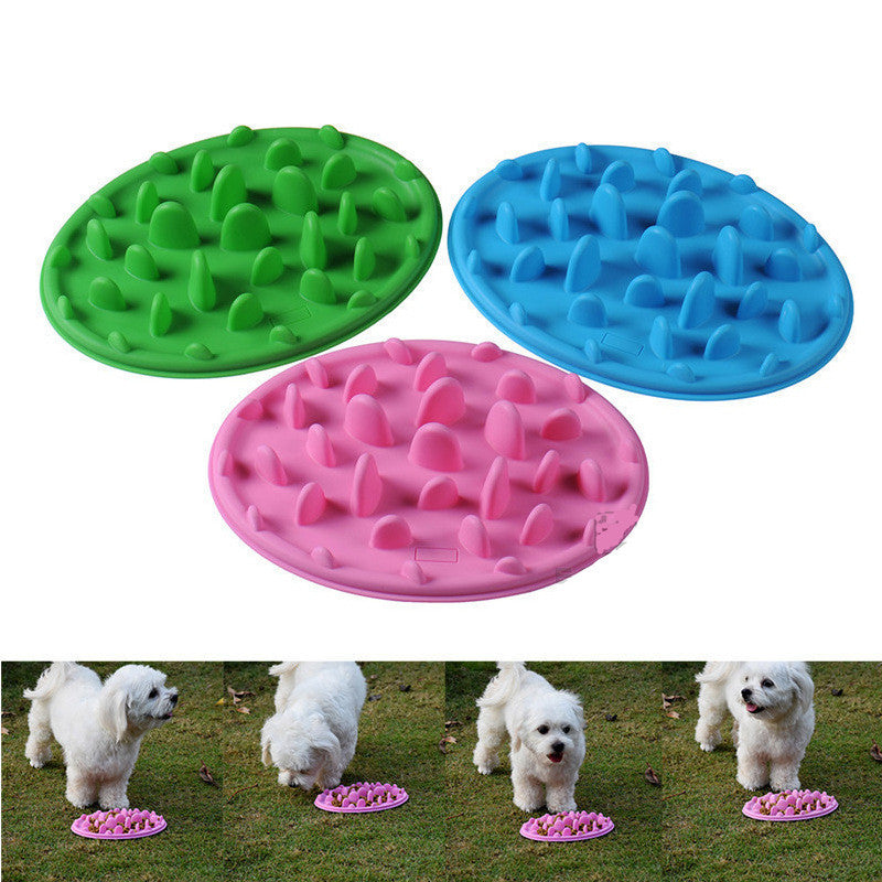KFX-3200957 Silicone Pet Feeding Bowl for Slower Eating - Anti-Choke Design in Blue, Pink, Green