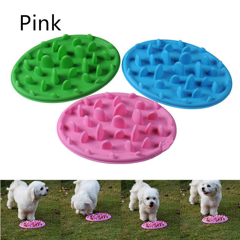 KFX-3200957 Silicone Pet Feeding Bowl for Slower Eating - Anti-Choke Design in Blue, Pink, Green
